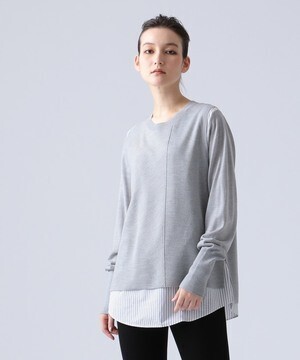 JOSEPH MERINOS DAMP STRIPE ROUND NECK ニット