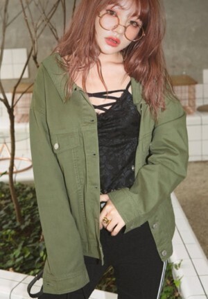 GRL バックレースアップツイルジャケット