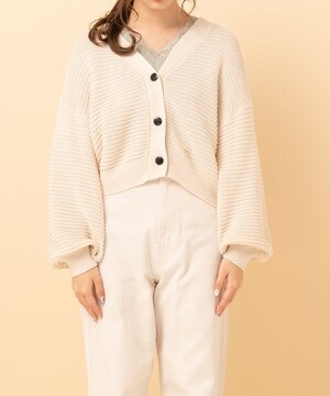 RETRO GIRL ボリューム袖ニットカーディガン