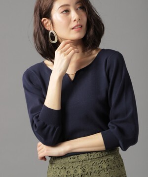 Andemiu フロントアクセツキニット7分袖