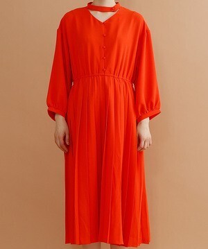 merlot 【plus】チョーカーネックプリーツワンピース