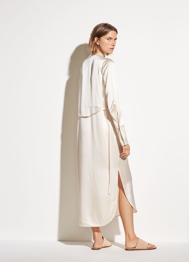 VINCE. Band Collar Silk Shirt Dress