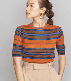 BEAUTY&YOUTH UNITED ARROWS BY マルチボーダーリブニットプルオーバー