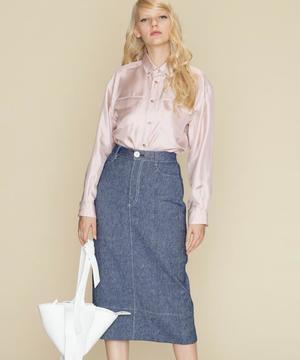 GRACE CONTINENTAL コットンリネンデニムスカート