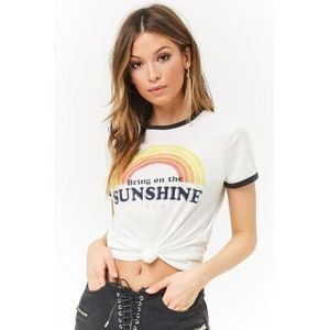 FOREVER21 レインボー&フロントロゴリンガーTシャツ