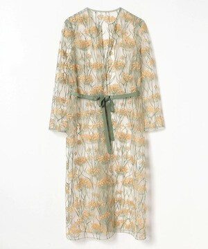 Loulou Willoughby 【Loulou Willoughby】ラインフラワー刺繍ノーカラーコーディガン