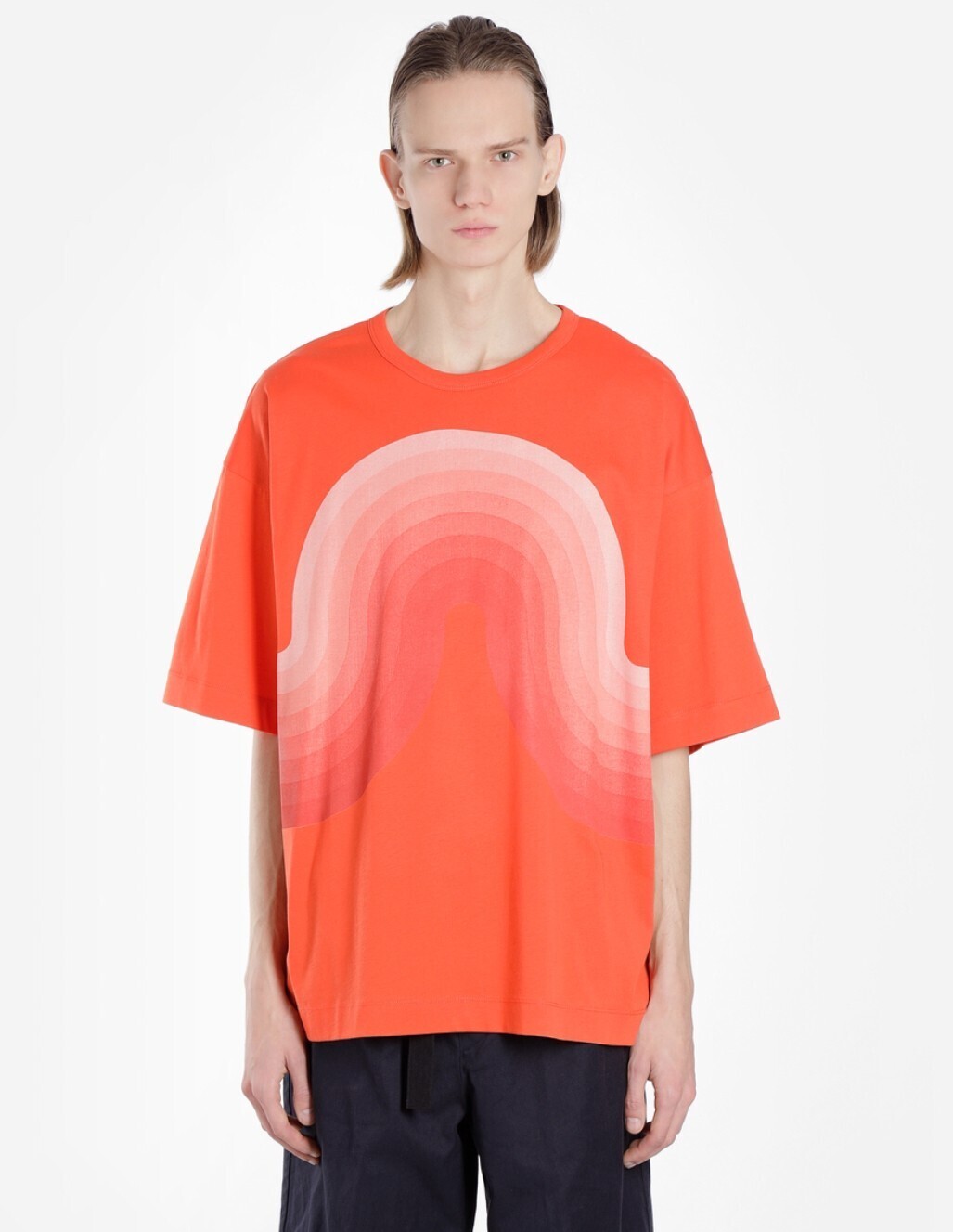 Dries Van Noten MEN’S ORANGE WAVE PRINT TEE