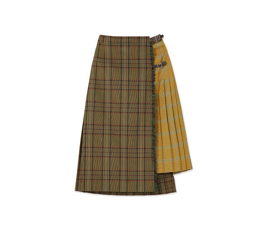 Andersson Bell MADELYN ASYMMETRICAL CHECK WRAP SKIRT