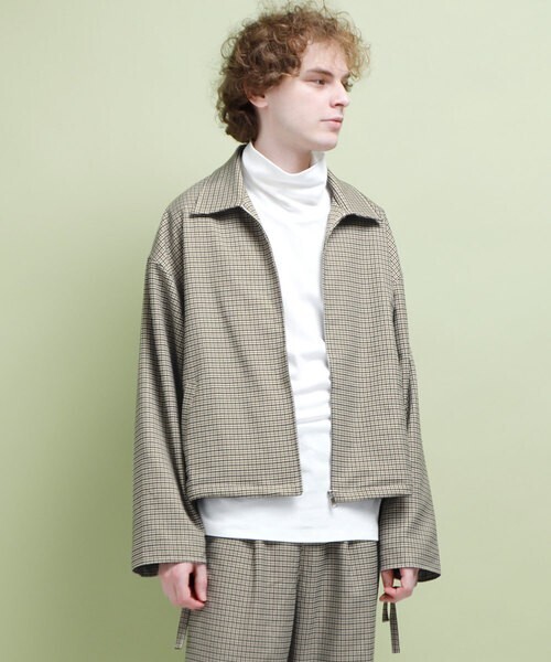 EMMA CLOTHES ビッグシルエットガンクラブチェック変形ドリズラージャケット