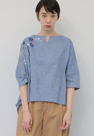 conges payes ADIEU TRISTESSE ブロックフラワープリントブラウス