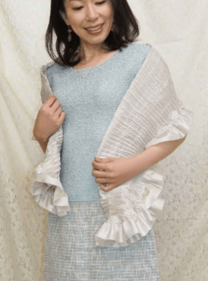 Arte Soie Lux 華やかフリルプリーツストール