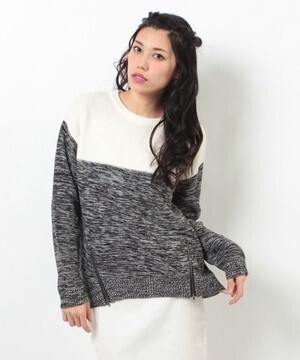 AZUL by moussy ソリッド×MIXブロッキングWジップPO