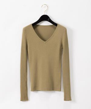 GRACE CONTINENTAL Vネックリブトップ