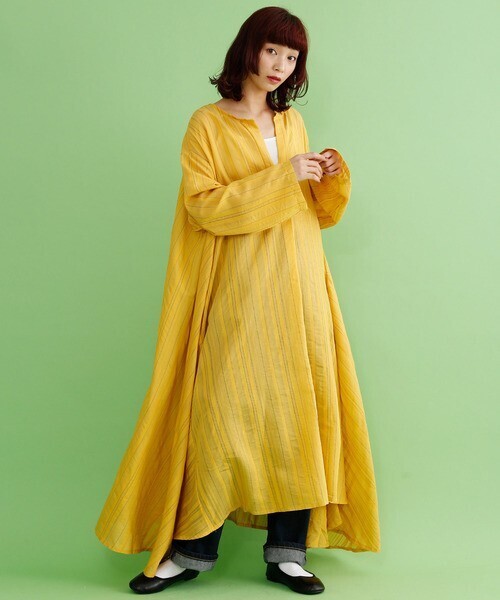 merlot ストライプ柄シャツワンピース1758