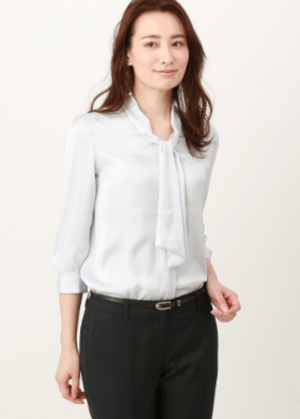 THE SUIT COMPANY ヴィンテージサテン アスコットタイ7分袖ブラウス