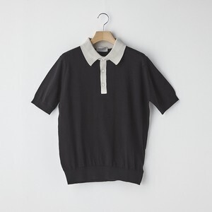 JOHN SMEDLEY メンズ バイカラー半袖 ニット ポロシャツ