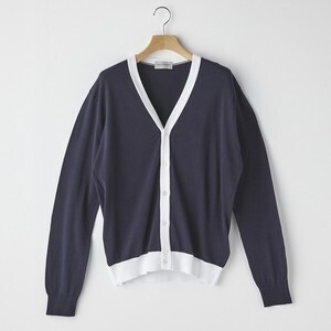 JOHN SMEDLEY メンズ バイカラー長袖Vネックカーディガン