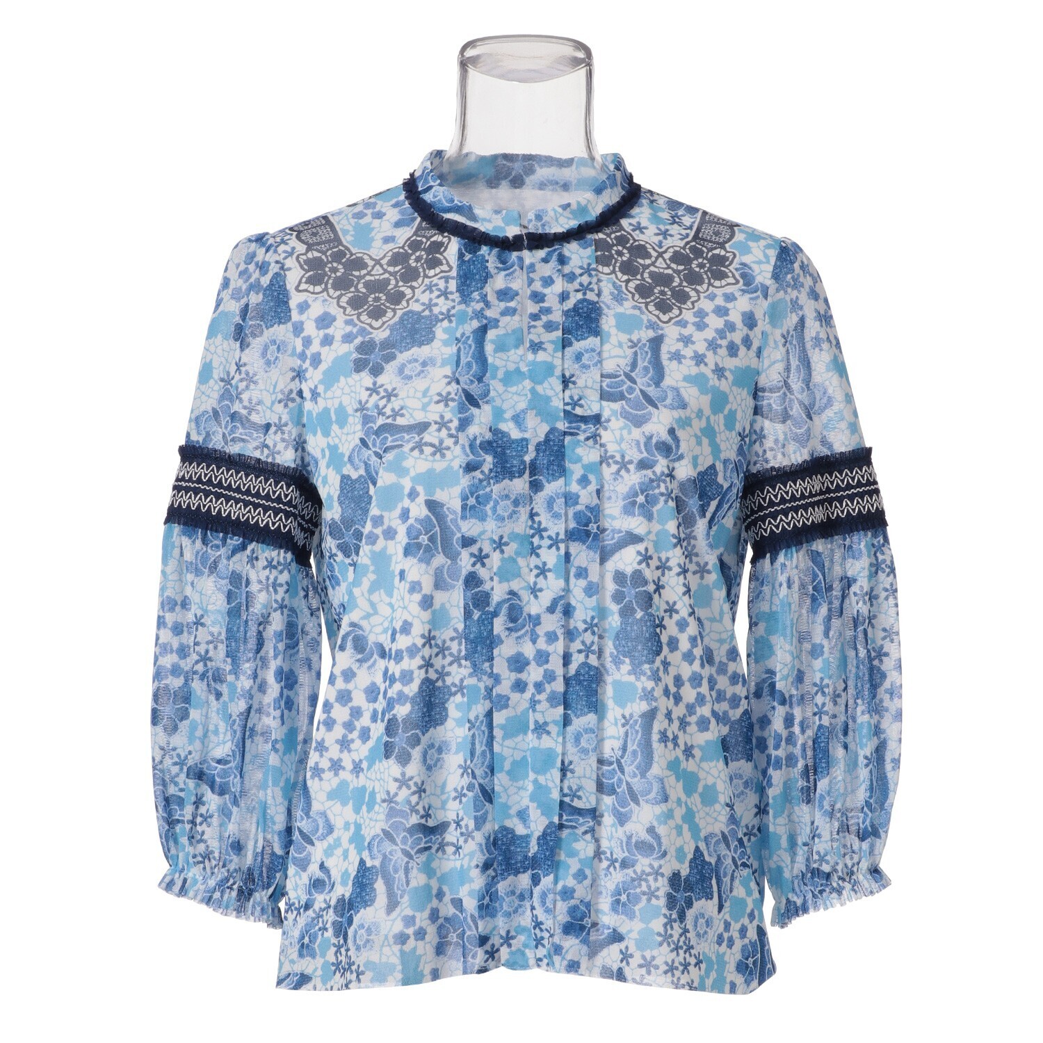 VIVIENNE TAM BUTTERFLY LACE PRINTED ON NETTING BLOUSE