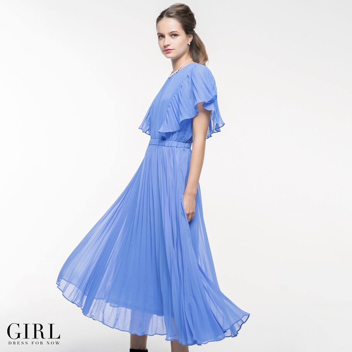 GIRL シフォンプリーツドレス