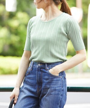 ROPE’ コットンシルクランダムリブプルオーバー