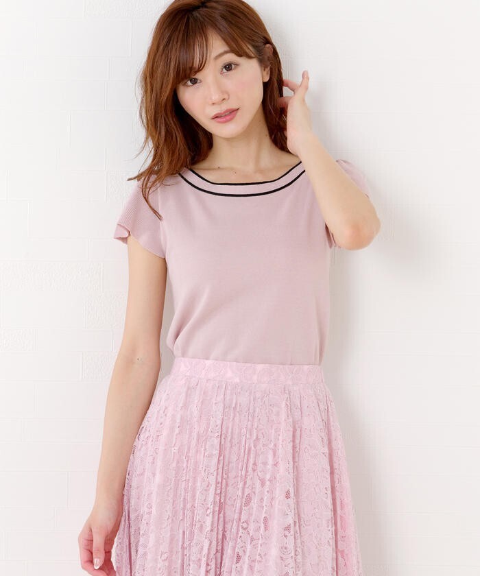 MISCH MASCH ライン配色リボン付きニット