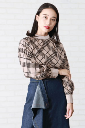 &g’aime シアーチェックブラウス