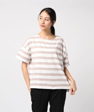 Samansa Mos2 blue USA綿ポケットTEE