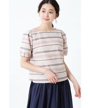 NATURAL BEAUTY ステッチジャカードブラウス