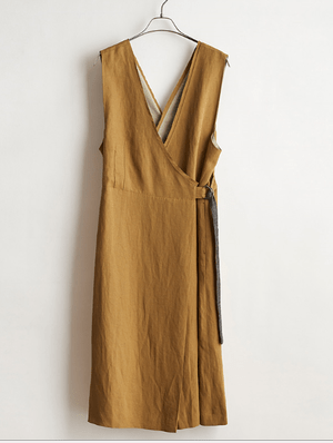 STELLA CIFFON TRIACETATE & LINEN TWILL DRESS