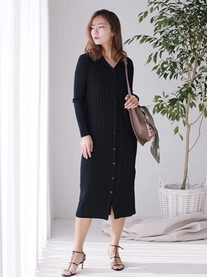 LADYMADE ワイドリブロング2wayニットop