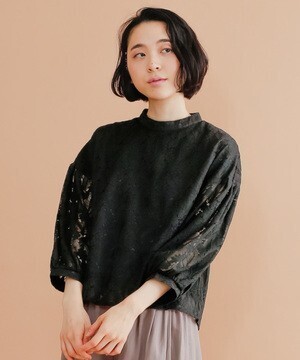 merlot plus シースルーレースブラウス