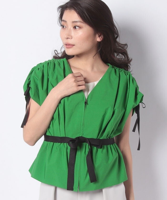 LANVIN en Bleu ジップギャザーブラウス