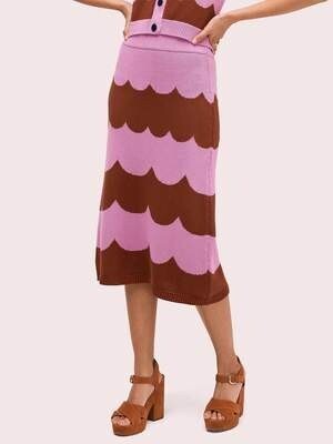 kate spade new york スカラップ ストライプ ニット スカート