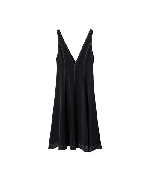 LE CIEL BLEU Contrast Stitch Plunge Neck Dress
