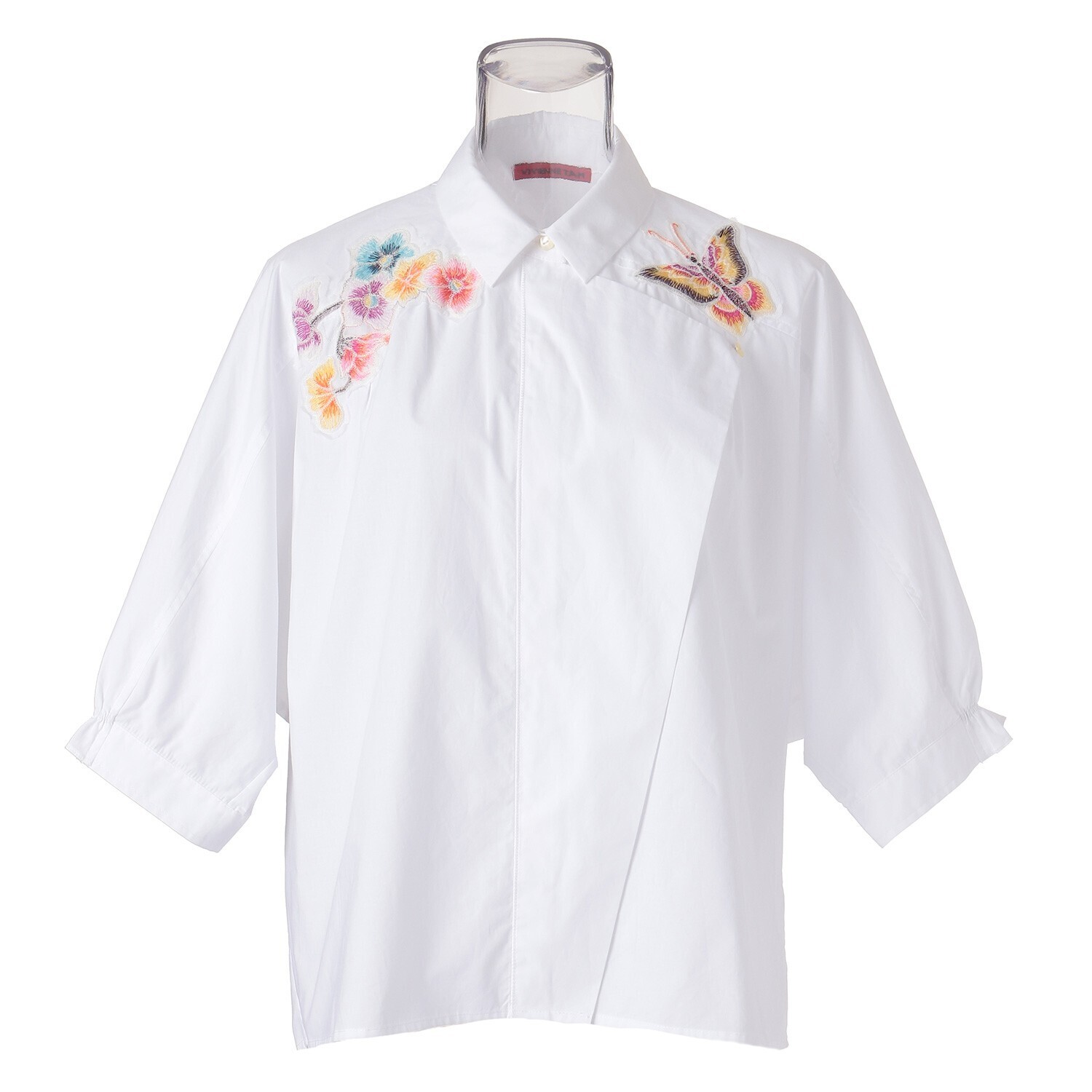 VIVIENNE TAM BUTTERFLY ENGINEER EMBROIDERY ON COTTON SHIRT
