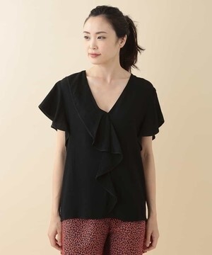 TARA JARMON Vネックフリルブラウス