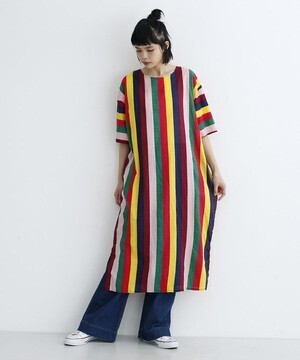 merlot マルチストライプワンピース