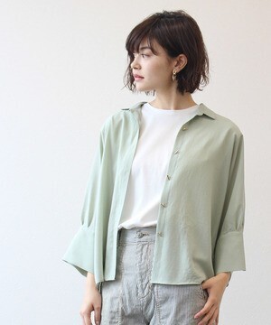 Jines ノルディックシフォンシャビーBIGカフスブラウス