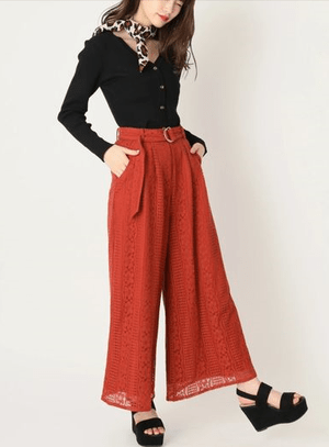 CECIL McBEE レースワイドパンツ