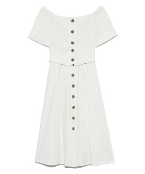 Lily Brown ピンタックオフショルワンピース