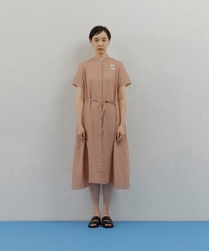 ADIEU TRISTESSE リネン混Wガーゼ バンドカラーワンピース