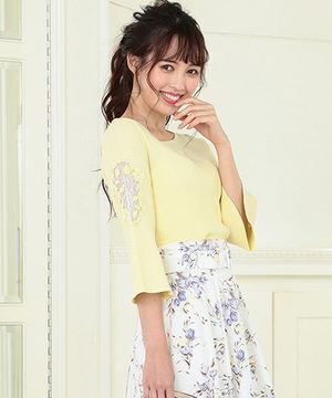 LAISSE PASSE レースモチーフリブニットニット