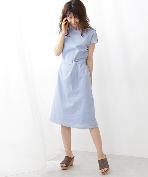 PROPORTION BODY DRESSING 2way麻ベルト付サックワンピース