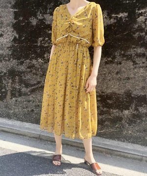 MISCH MASCH パイピング花柄ワンピース