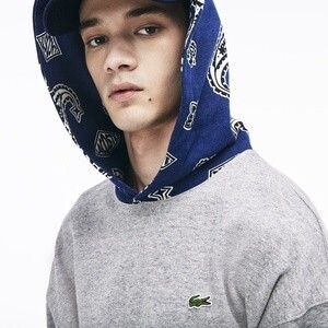 LACOSTE ペイズリーフード切り替えスウェットパーカ