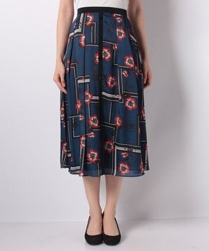 ANAYI パッチワークフラワープリントタックスカート