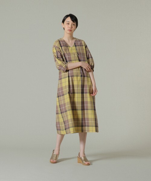 ADIEU TRISTESSE ビッグチェックワンピース