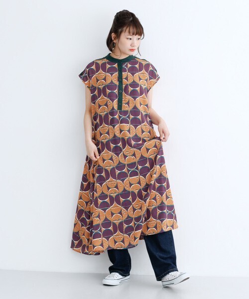merlot 幾何学柄ワンピース