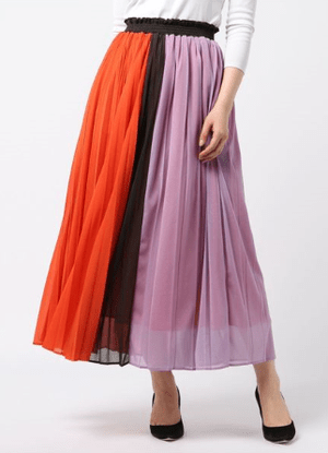 COOMB カラーシフォンプリーツロングスカート