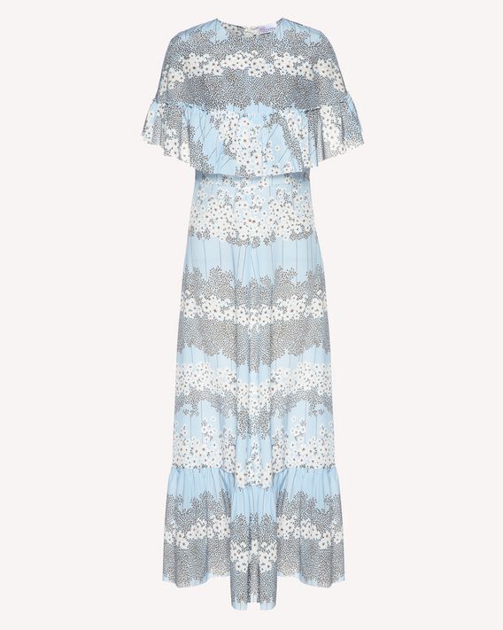 RED VALENTINO シルク ドレス ドリーミングペオニープリント フリルディテール